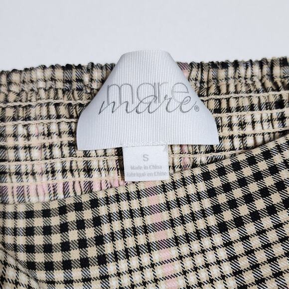 Free People Mare Mare Robbie Top Retro Square Neck Puff Sleeve Plaid Blouse - Picture 5 of 8